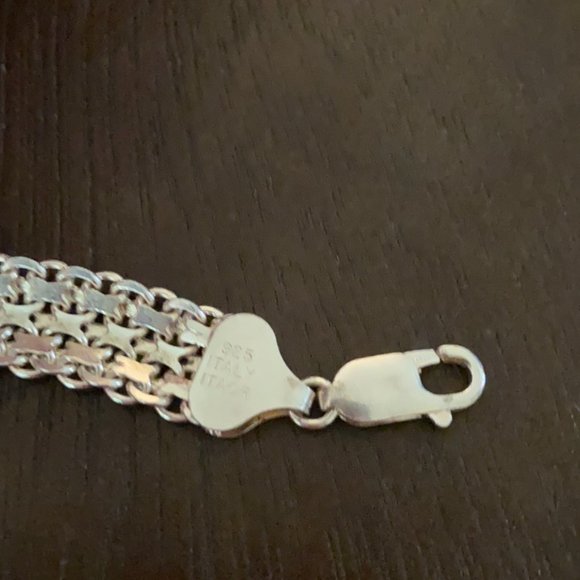 Shiny Woven Pattern 925 Sterling Silver Bracelet - Picture 4 of 6